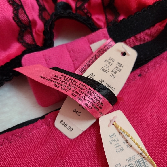 Rare VTG VS Sexy Little Things Silky Satin Tuxedo Bra/ Panty Set Size 34C/med - Picture 8 of 9